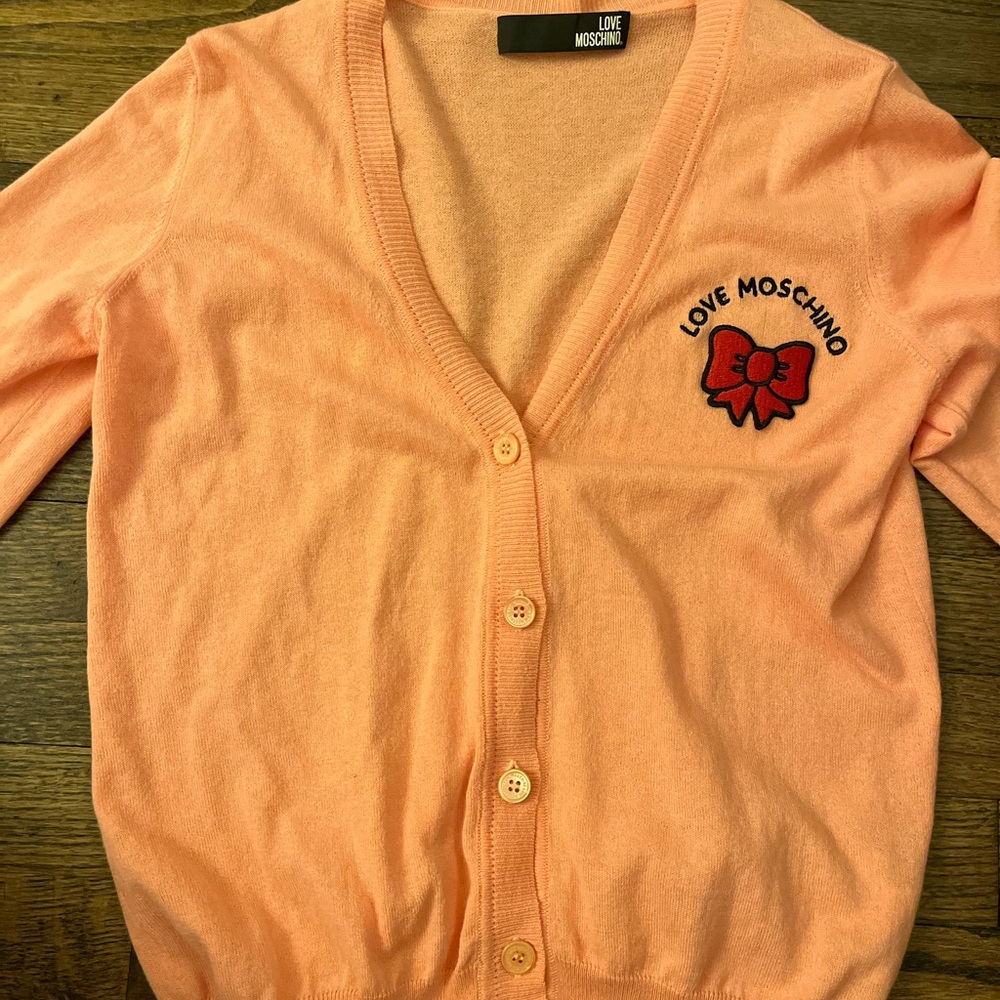 Moschino Peach Cardigan with Red Bow